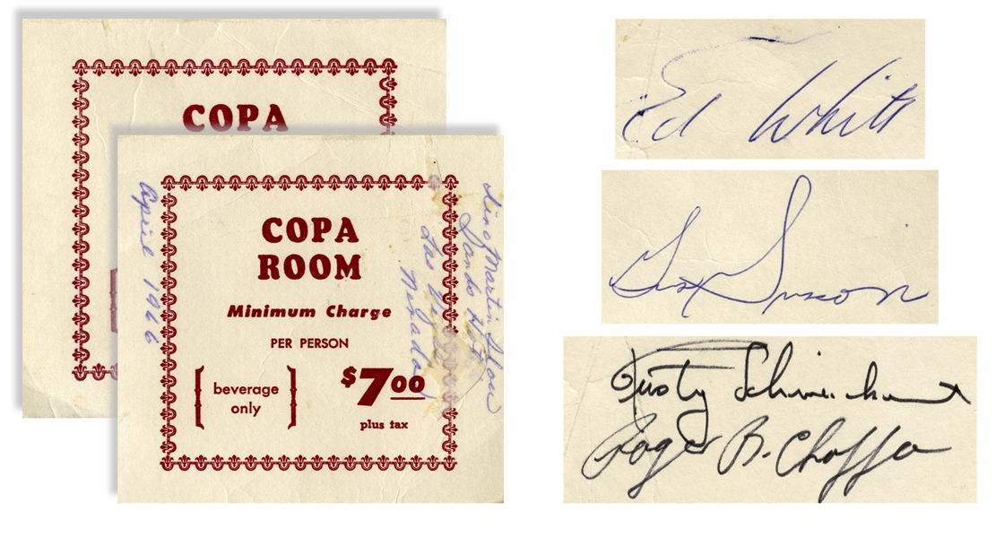 Apollo 1 Astronauts Gus Grissom, Ed White & Roger Chaffee Signed Coaster From April, 1966